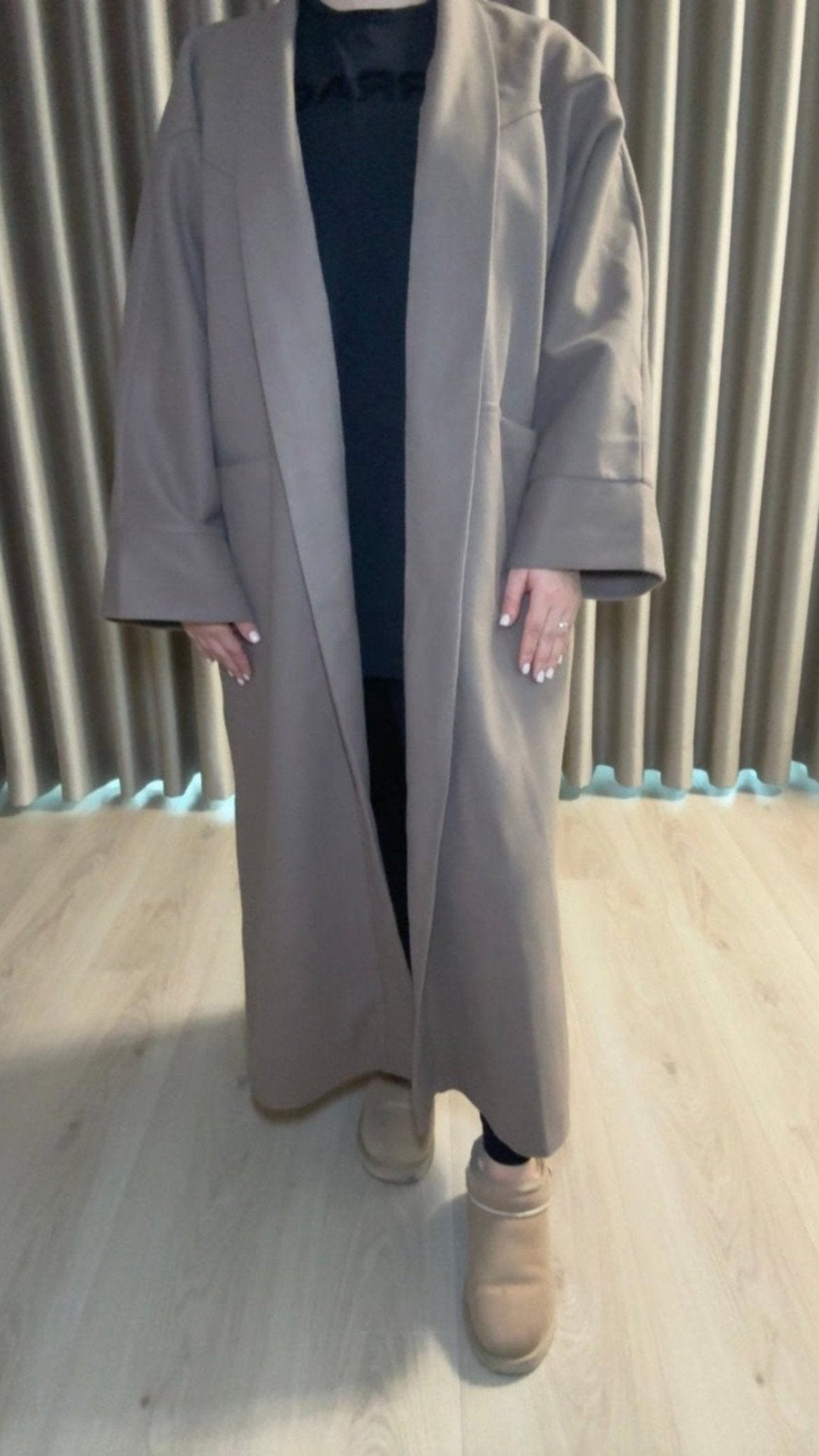 Oversized jas taupe