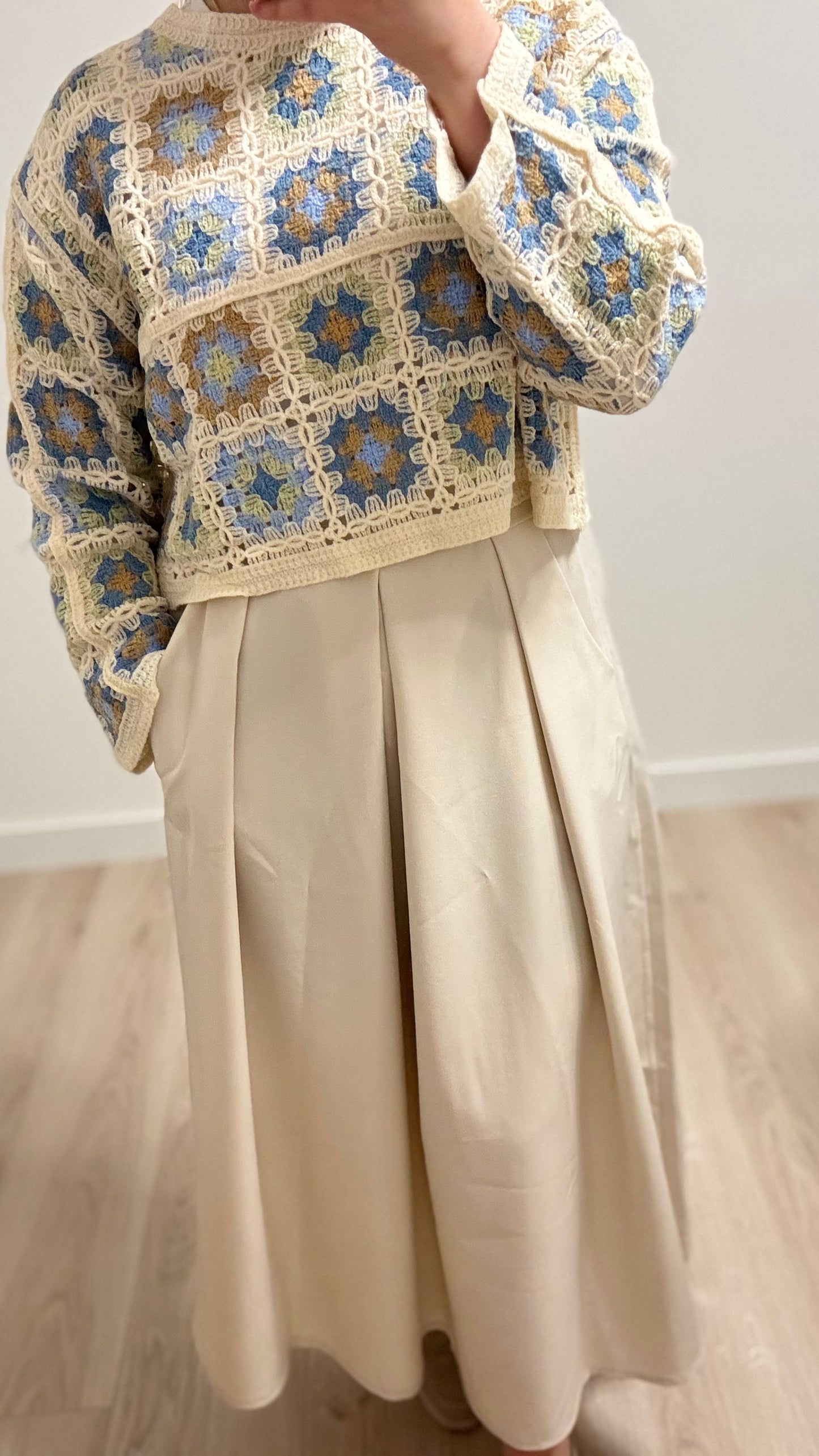 Crochet top blue/brown