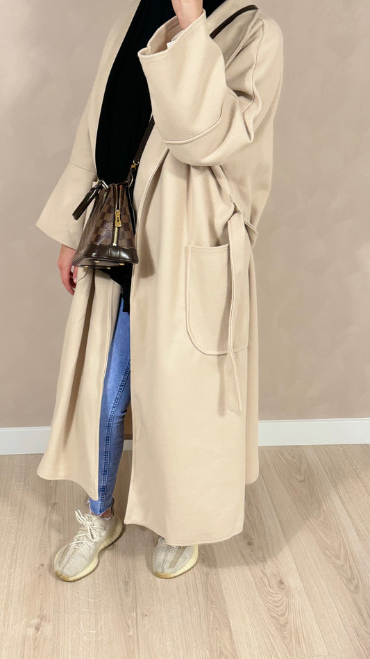 Jas met ceintuur beige