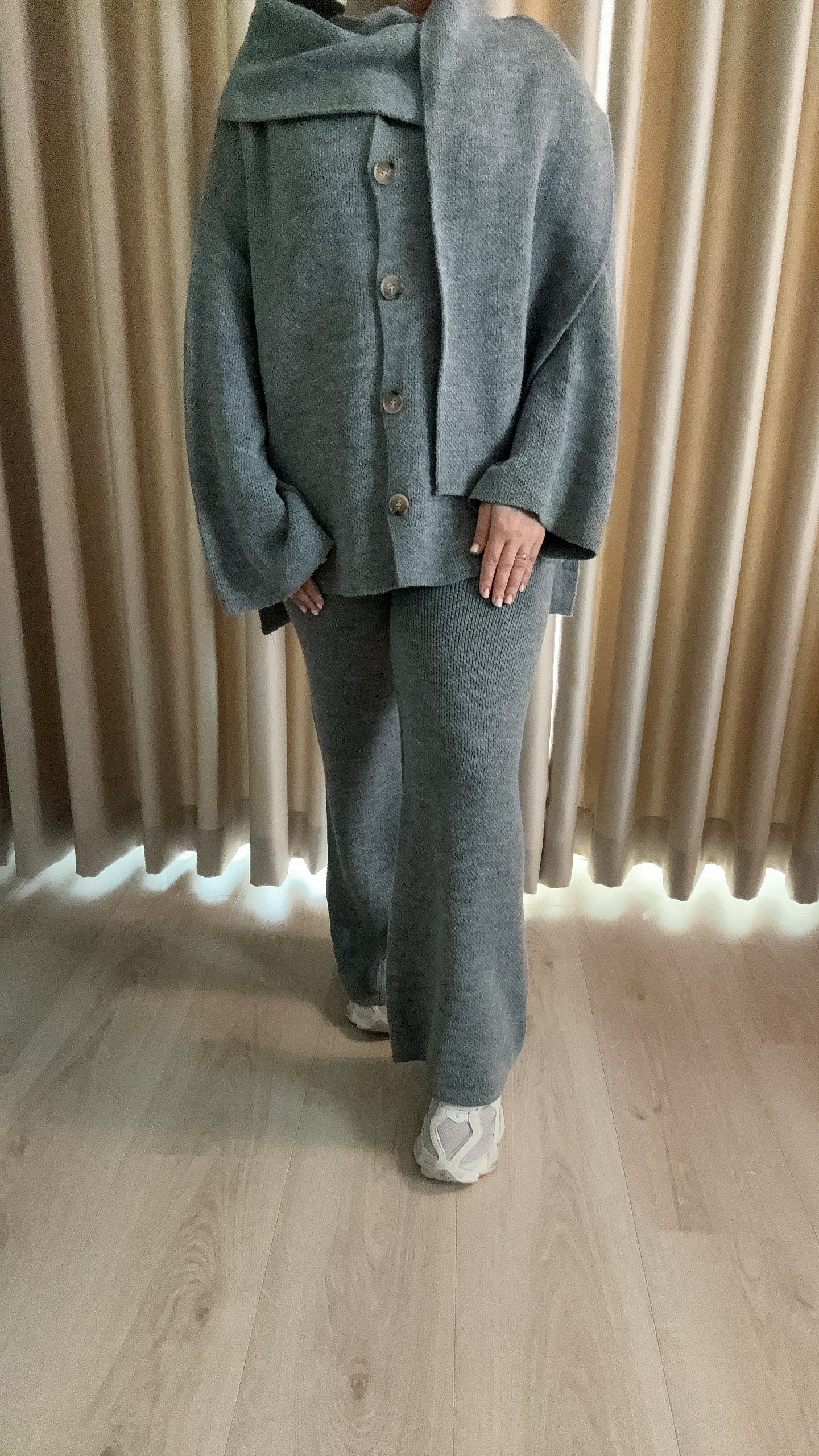 Knit set met overslag grijs