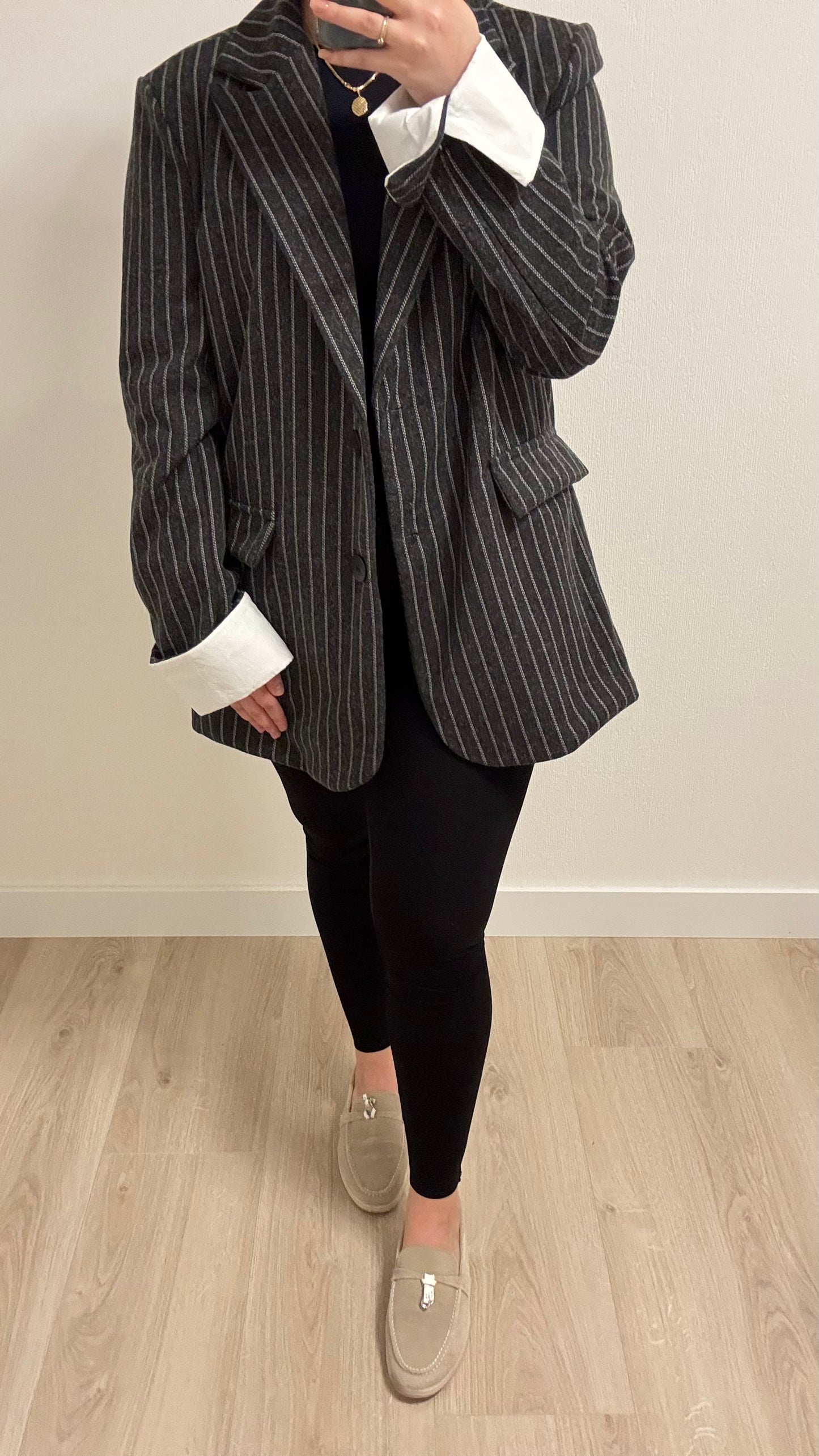 Striped blazer zwart